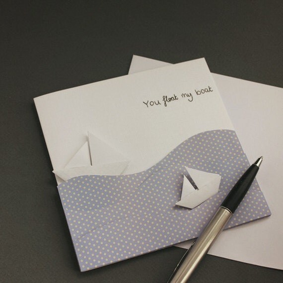 You float my boat customisable Greeting Card - valentines, love, moving, new home, handmade, leaving, retirement, origami, paper