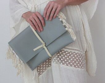 Vegan Leather Clutch - Tassels & Knotted Strap