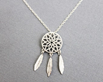 Gold / Silver Dream Catcher Necklace Boho Necklace Delicate Filigree Necklace Dainty and Stylish Necklace