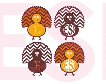 Turkey Monogram svg, Thanksgiving svg, SVG, DXF, EPS, svg files for Silhouette Studio and Cricut Design Space.