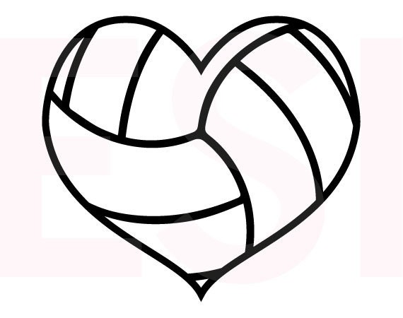 Download Volleyball Heart design SVG DXF EPS cutting files for use
