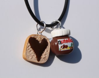 Nutella necklace nutella on toast charm miniature food jewellery chocolate lover necklace bag charm romantic gift for her under 10