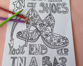 Rockabilly Shoes Printable Coloring Page