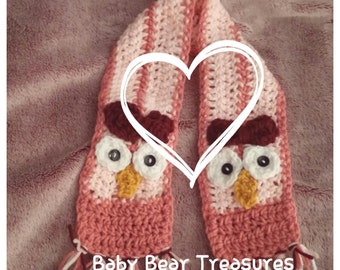 Owl Scarf, Crochet Owl Scarf, Owl Lover Scarf, Toddler Scarf
