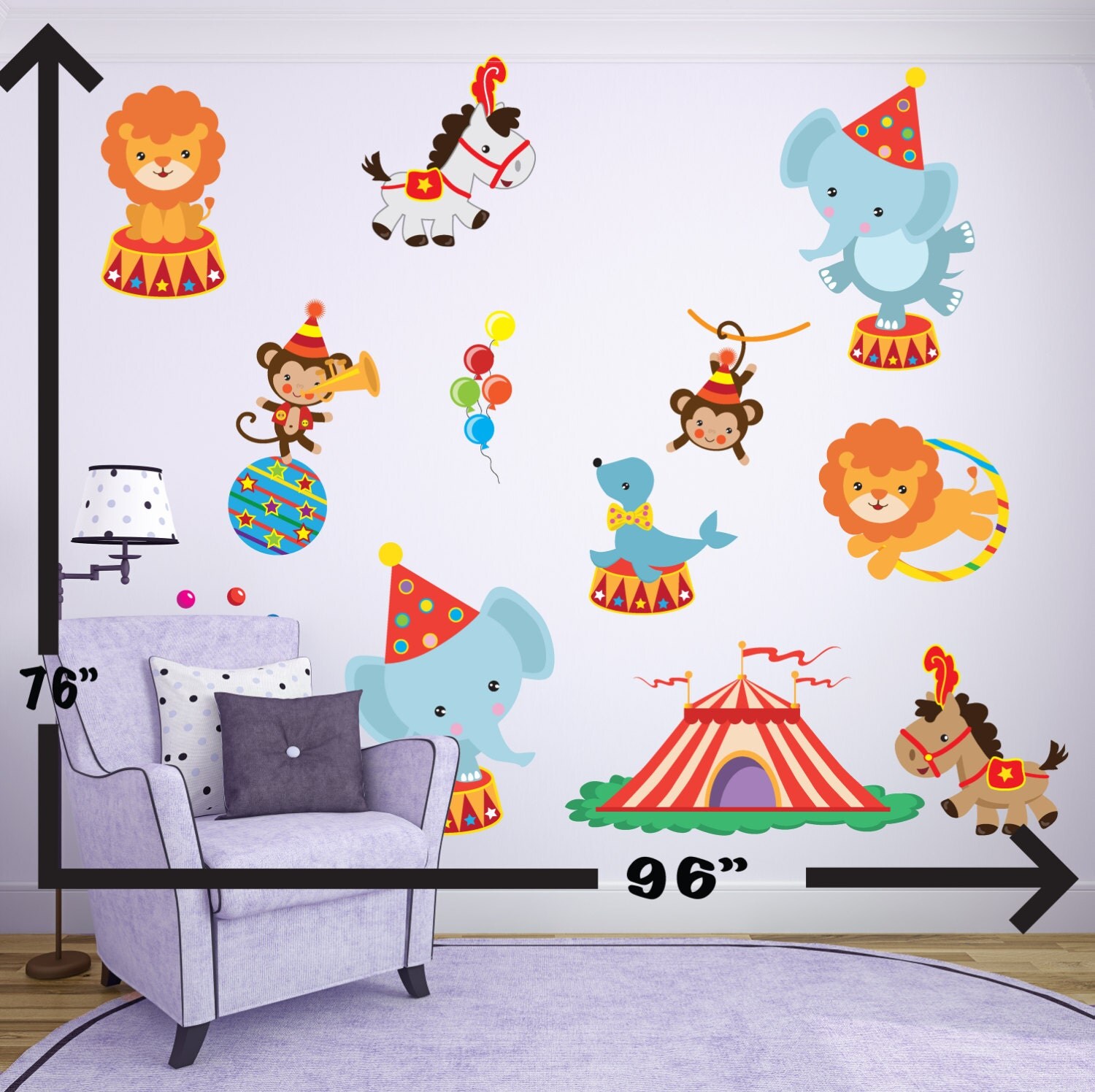 Circus Tent Wall Decal//Circus Nursery Wall Decal//Circus Wall