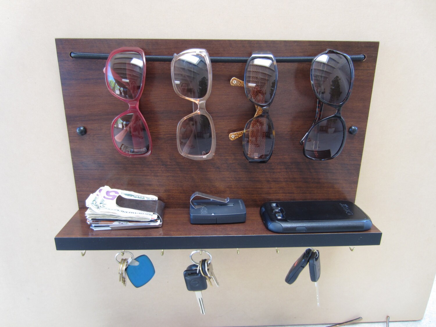 Sunglass Rack Organizer Key Holder and Shelf Custom Combo