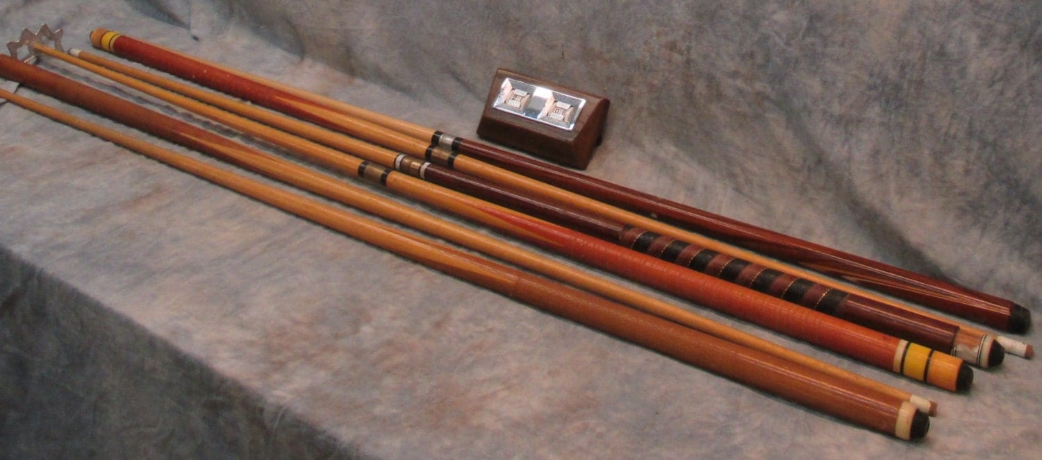Lot Pool Cues Billiard Sticks Vintage Game Room by TheOldGrainery