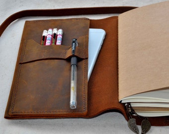 Refillable Leather travel Journal notebook( free initials )