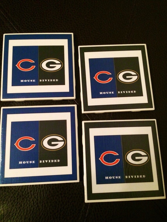 House divided coasters Chicago Bears Green Bay Packers