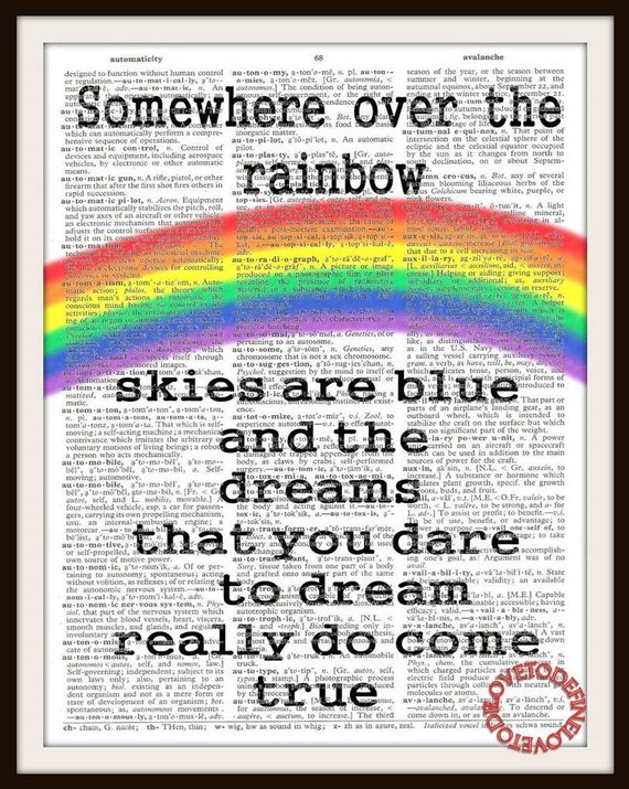 Somewhere over the Rainbow Lyrics Dictionary Art by LoveToDefine