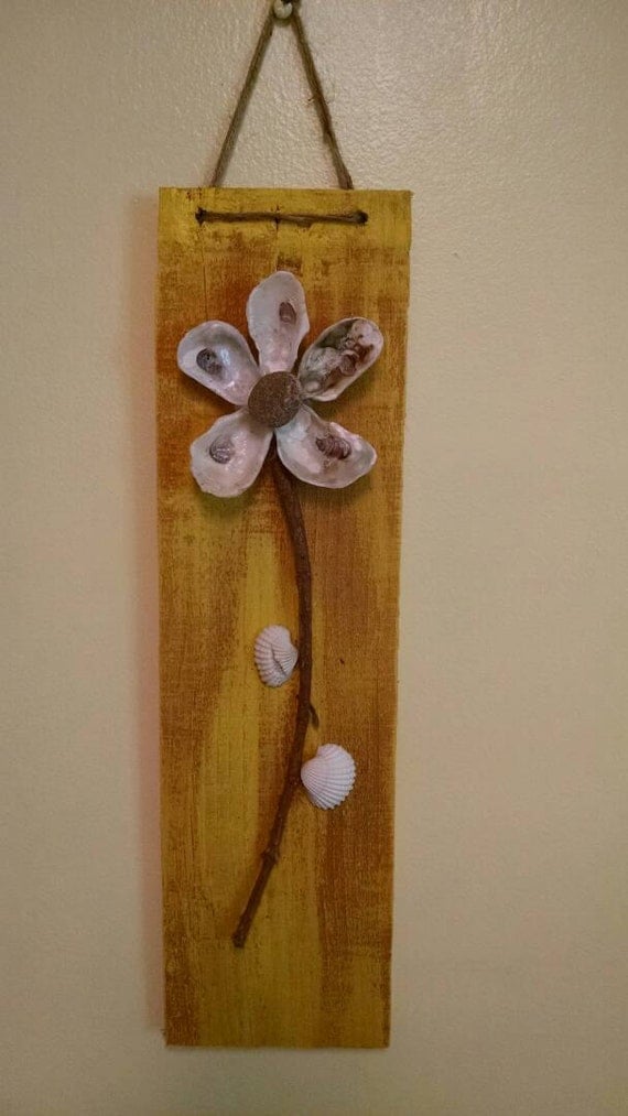 Oyster shell flower wall art nautical art coastal by MJoStewart