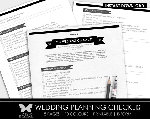 printable wedding checklist printable wedding planning