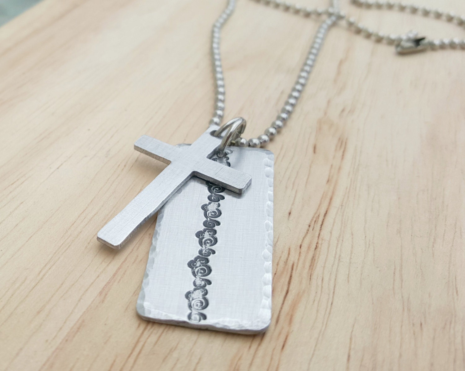 Gift for men Dog tag & cross necklace jewellery for him