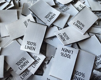 Woven White 100% Linen Care Labels Clothing Garment Accesories Labels Cut and Folded