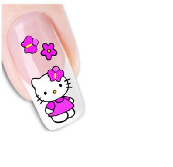 Hello Kitty nail decals by Pickyoursocks on Etsy