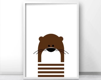 Digital Download Nursery Print, Otter Nursery Wall Art, Kids Art Print, Instant Download Printable Nursery Art, Kids Wall Art, Animal Print