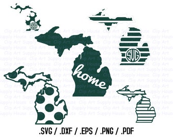 Michigan SVG, State Outline, State Decor, Spartans SVG, DXF Files, Vector Art, Cricut Design Space, Silhouette Studio, Cut File - CA205