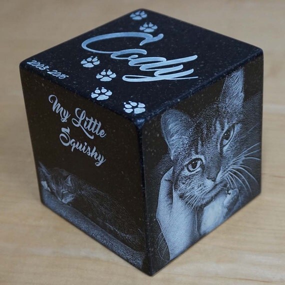Cat Urn 15 lbs. Black Granite Pet Cremation Urn Small