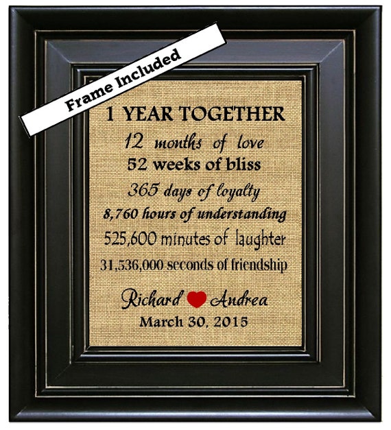 FRAMED 1 Year Together 1st Anniversary Gift 1 year Anniversary