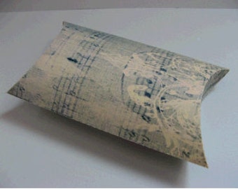 Pillow Box with Vintage Music Print (Pack of 10) Favor/Favour Pouch Wedding Box pbvl09