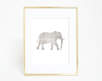 Elephant Print, Nursery Decor, Nursery Prints, Printable Wall Art, Safari Nursery Decor, Nursery Animal Art, Downloadable Art, Baby Room Art