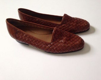 Vintage Woven leather shoes Cognac Brown 8/8.5