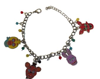 Five Nights at Freddys 4 Enamel Metal Charm Bracelet With Plastic Jewels Costume Accessory