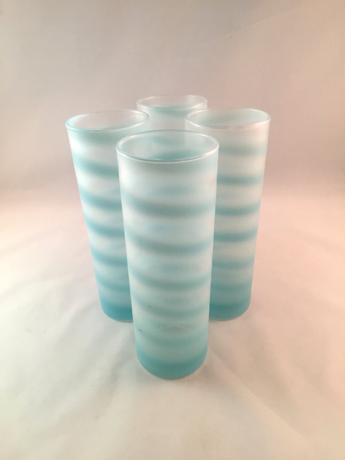 SALE Blue Swirl Glasses Set of 4 Vintage Barware