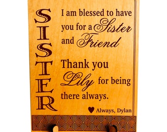 Sister Valentines day Gift,Gift to my lovely Sister,Sister Birthday Gift,Personalized Sister Gift,Brother to Sister Gift, PLS013