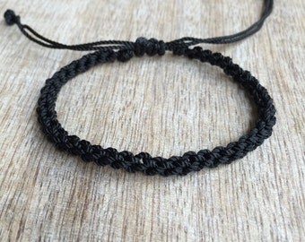 Black Anklet, Waterproof Anklet, Braided Anklet, Macrame Anklet, Surfer Anklet, Macrame Bracelet, Unisex Anklet NA001024