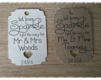 50 vintage wedding tags, Sparkler tags Rustic, Shabby chic style wedding stationery personalised tags,labels Wedding favours