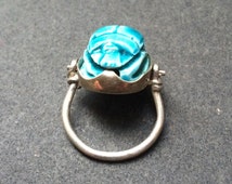 Bague Anneau En Argent Massif Avec Scarabée - Taille 52 - Occasion - Style Alliance Insecte