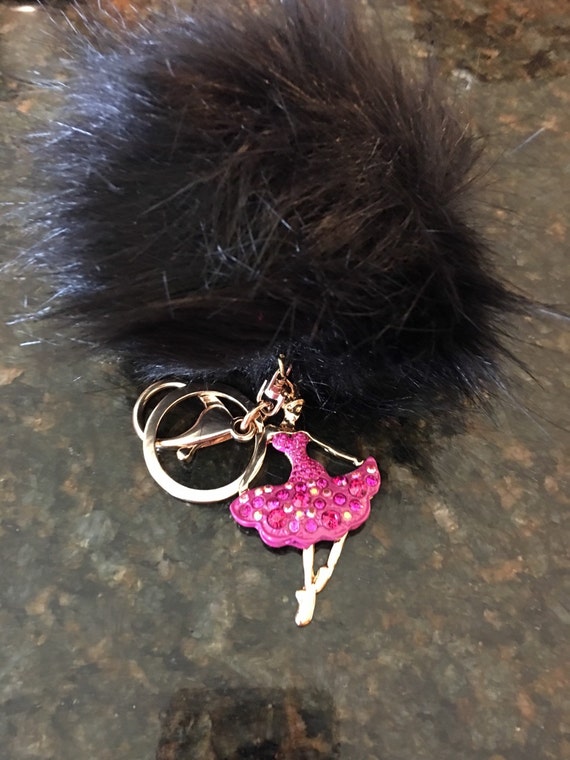 Handcrafted Extra Large Fuzzy Pom Pom Dancer Charm Keychain