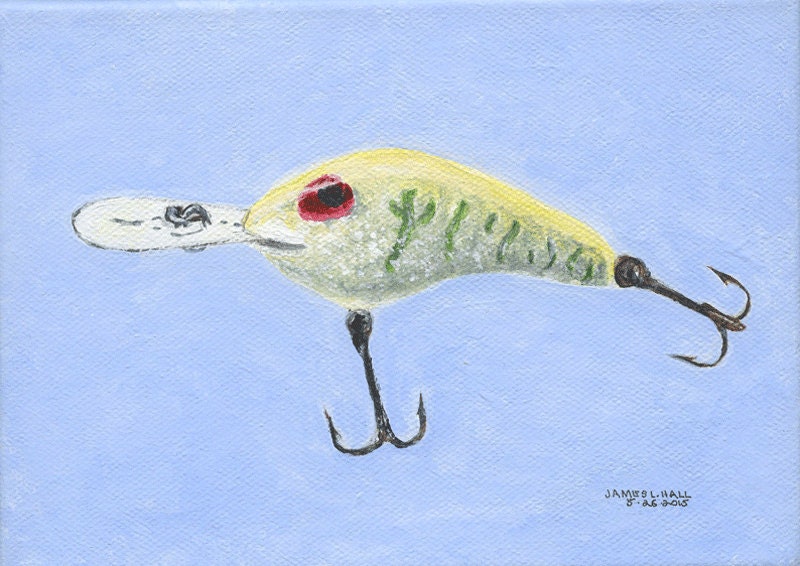 Fishing Lure Painting Hard Bait Painting Original Acrylic