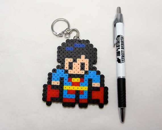 Superman DC Comics Keychain Perler Beads Sprite by StreetRebirth