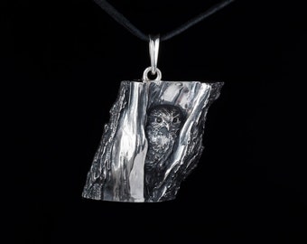 Owl in Hollow Pendant, sterling silver, handmade ... owl pendant
