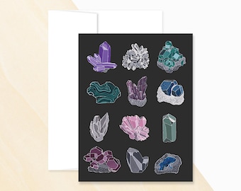 Mineral Study Greeting Card, Crystals and Gemstones, Natural Gemstones, Mineral Chart, Minerals and Rocks, Mineral Rocks, Identifying rocks