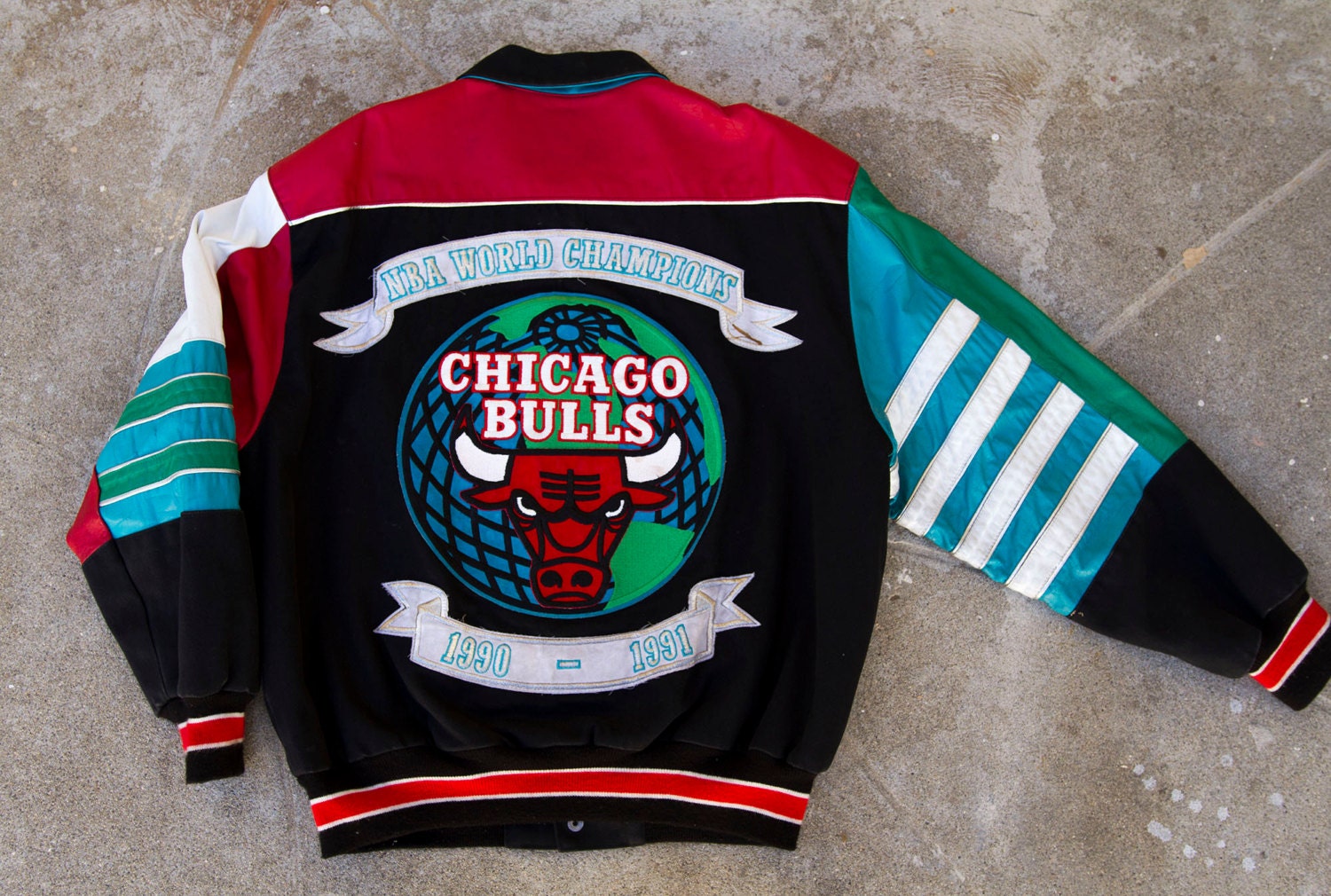 Vtg Jeff Hamilton Chicago Bulls 90 91 World Champions Jacket