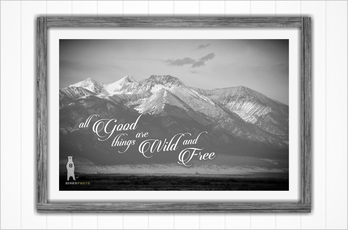 Wild and Free Rustic Western Decor Quote Print Black and