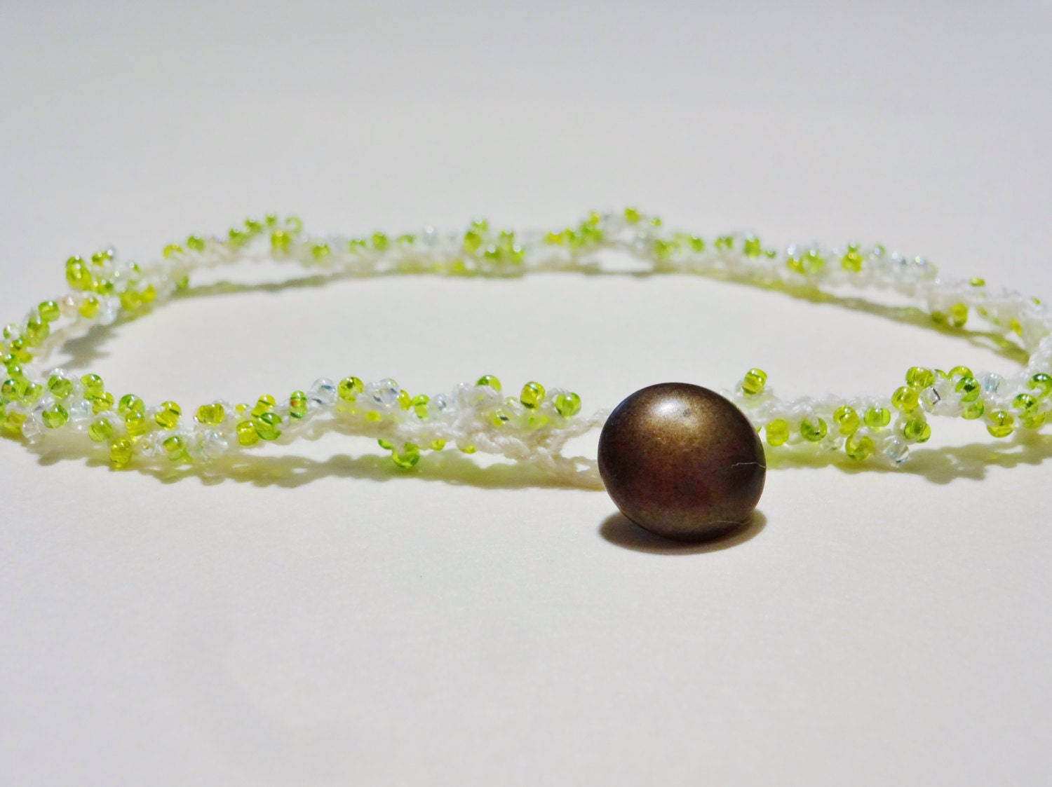 Green Bead Crochet Anklet Surfer Anklet Bead by EmbellishMEStudio