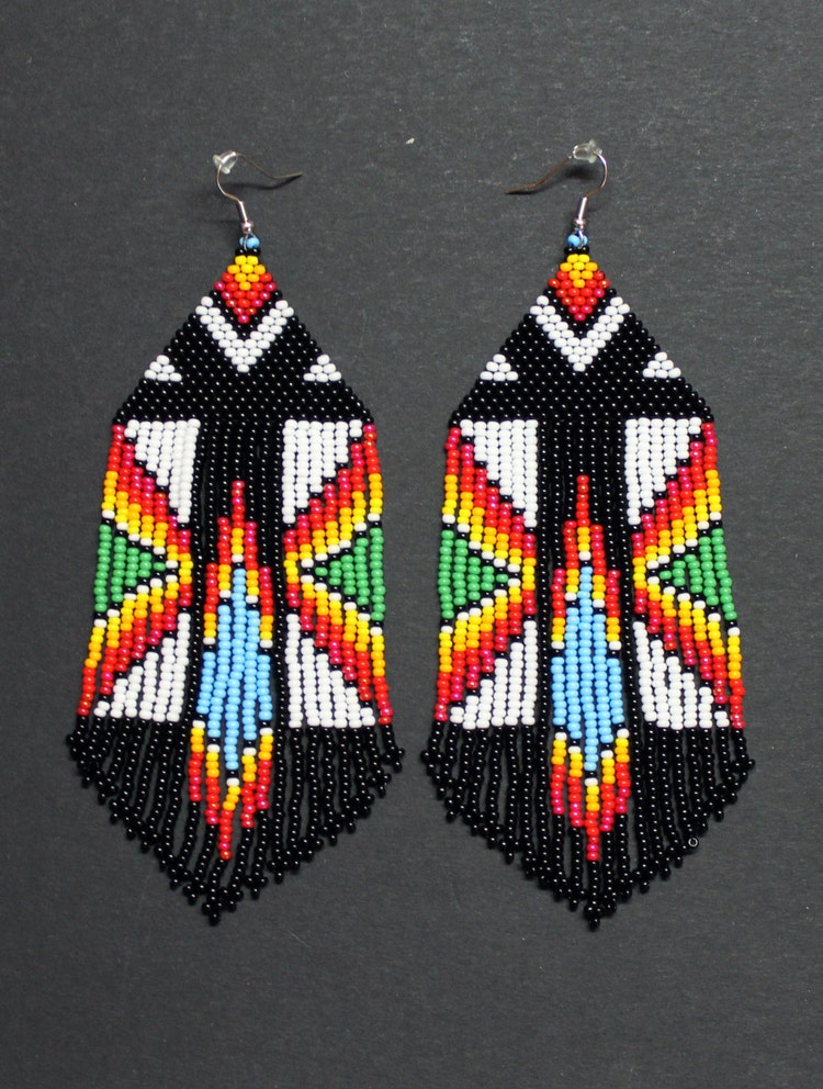 Peyote Stitch Beaded Earrings Peyote Tribal By Helendmitrenkoshop 