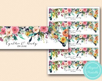 Floral Bridal Shower Bottle Labels, Wedding Water Bottle Labels, Custom Labels, Baby Shower Labels, Wedding BS138 tlc140 bs402 tlc402 MP