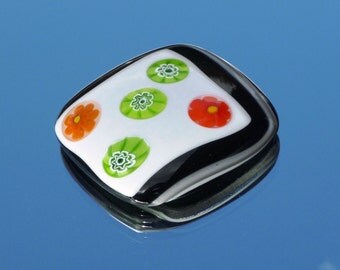 Glass paperweight (white and black with millefiori (Murano glass) ref. 761