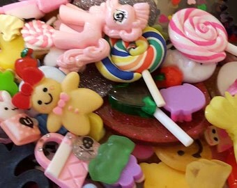 Cabochon Lot, Kawaii Decoden Cabochons, Super Cute B Grade Kawaii Decoden Cabochons lot of 100