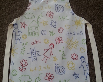 Child's Wipeable Scribbling detail Oil Cloth Apron
