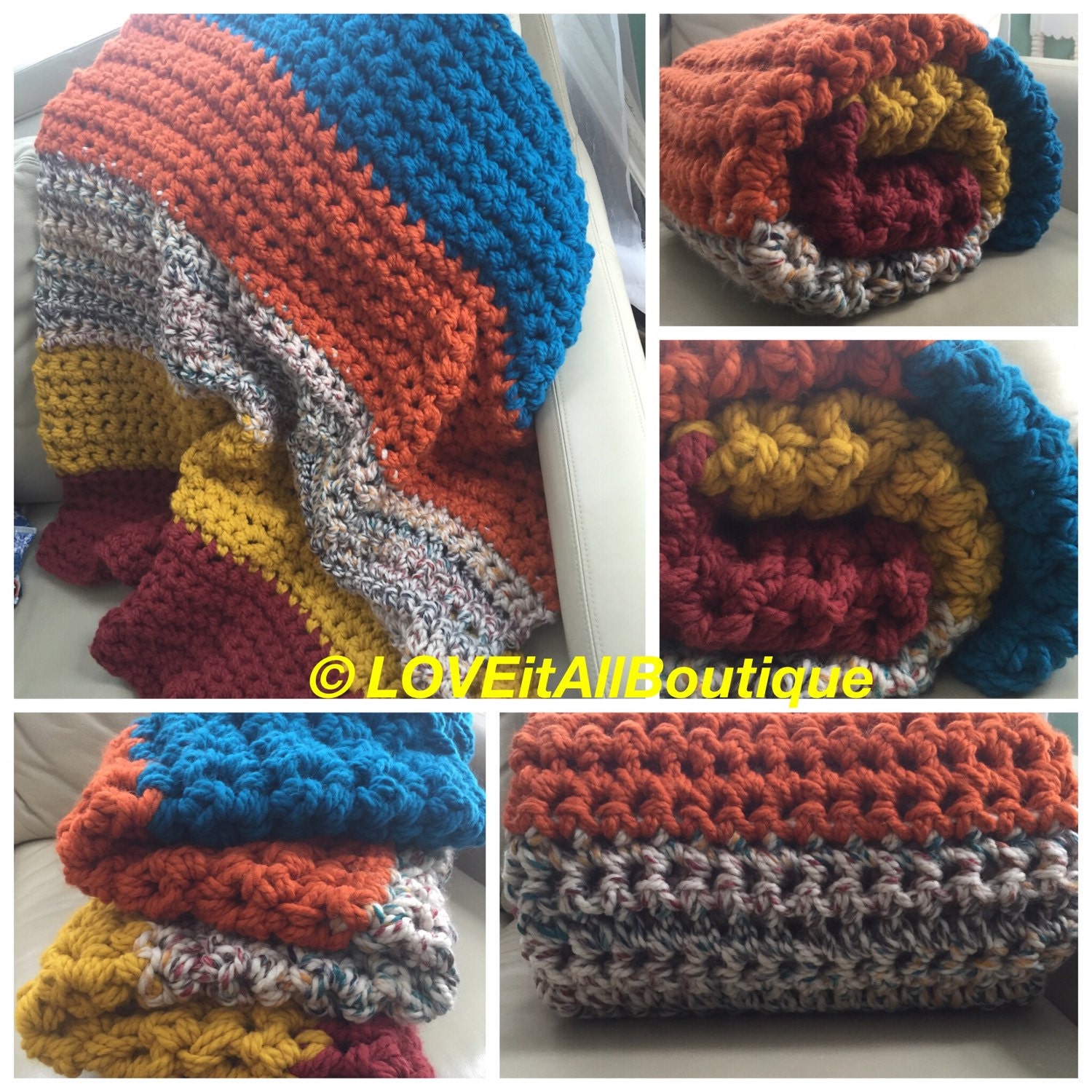 SALE Chunky Wool Blanket Crochet Blanket chunky crocheted