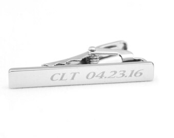 Mens Personalized Tie Bar, Personalized Tie Clip, Engraved Tie Clip - stamped tie clip, tie bar, engraved tie bar