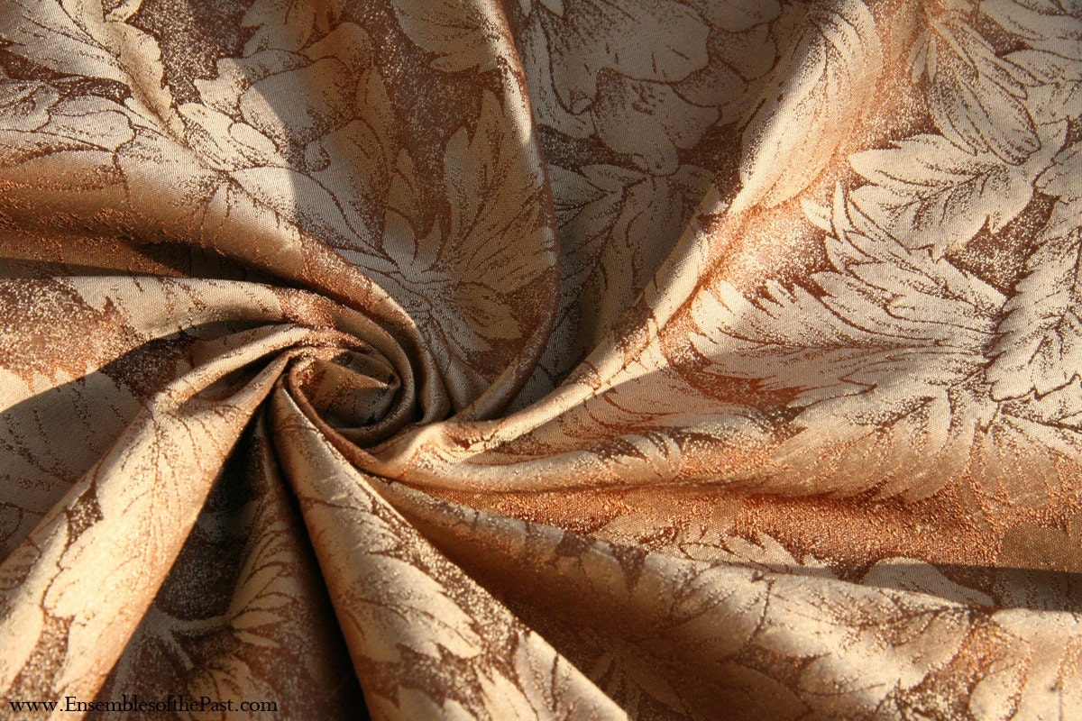 Silk Damask Fabric Gold Floral 100 Silk by the yard