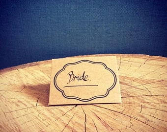 Name place card (Folded cardboard, pack of 20) Vintage wedding accessories