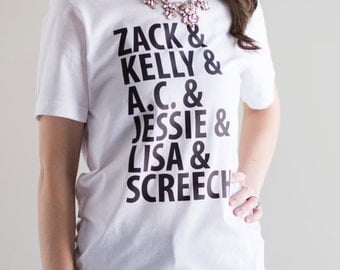 Women's Graphic T-Shirt "Bayside Teens" Shirt Saved by the Bell Tee Shirt Zack Morris tshirt 90's shirt Saved By the Bell fan gift
